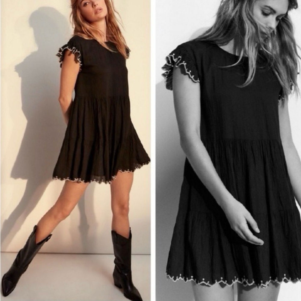 Black Sidonie tiered black dress from Wilfred/Aritzia.